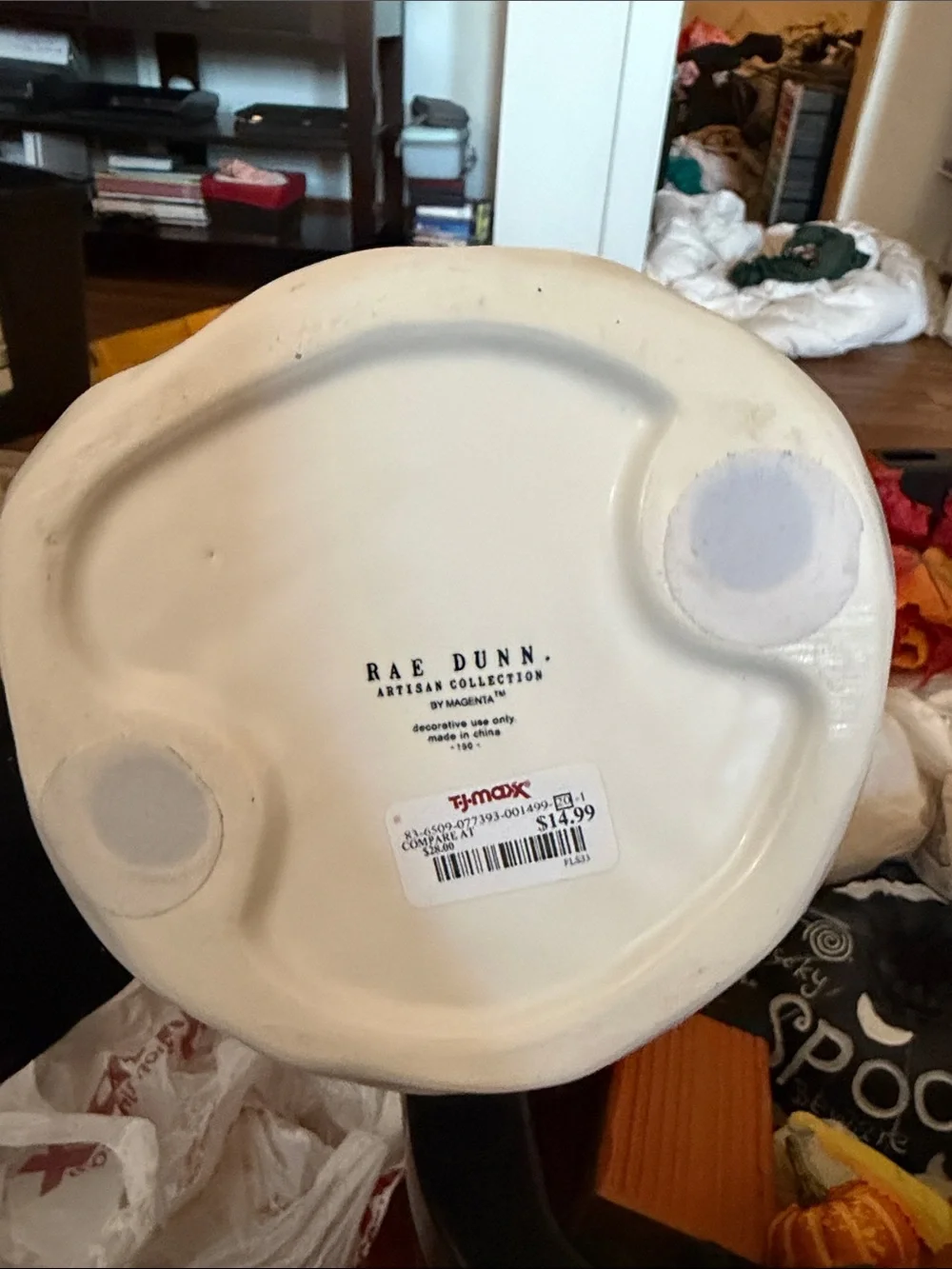 Rae Dunn White Ceramic Base with Brand Stamp